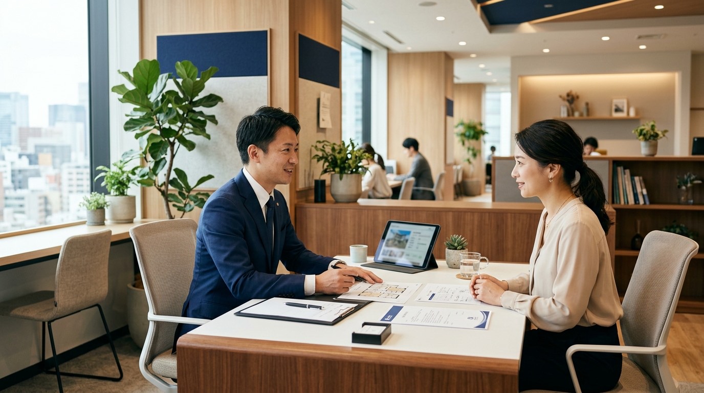 担当者がお客様のご相談に応じている様子